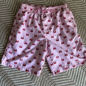 JR Swim Boys Size 16 Swim Shorts Pink Crab Print Quick Dry Swim Trunks Pockets